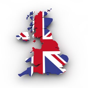 Map of the UK shaped as the Union Jack
