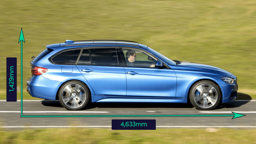 blue BMW estate car