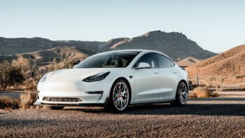 white tesla model 3 car