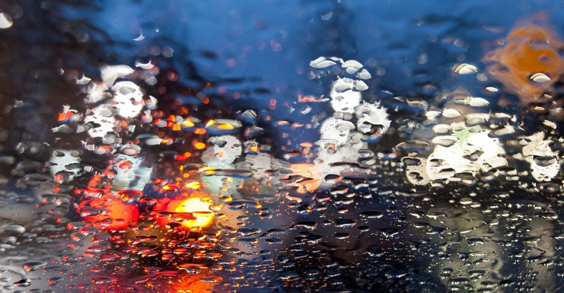 rain covered windscreen