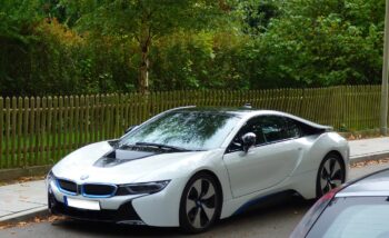 a parked electric BMW car