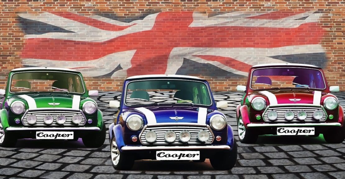 Different colour mini cooper cars