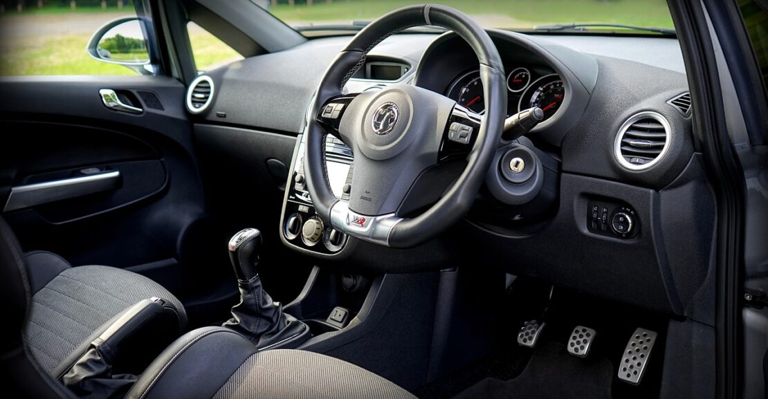 Interior of a manual gearshift car