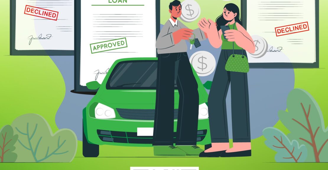 Graphic of a woman being accepted finance